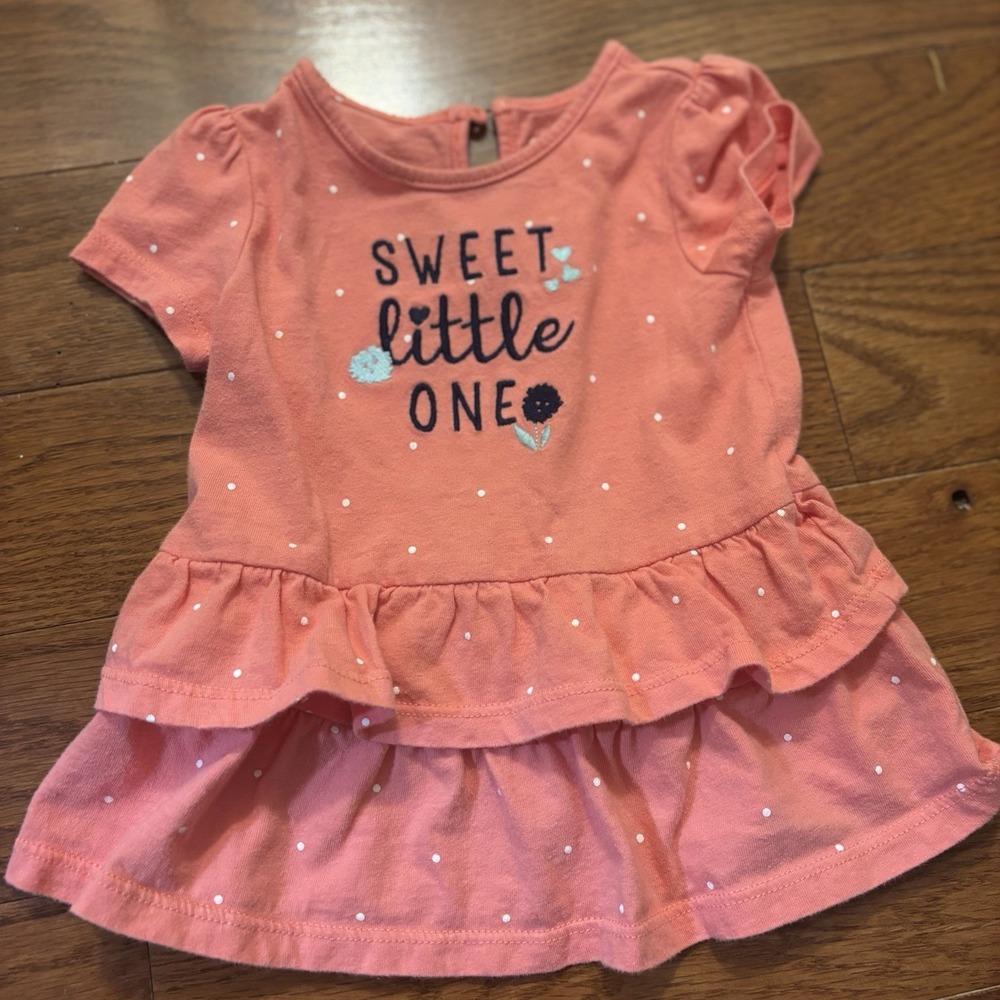 Sweet Little‎ One Ruffle and Polka Dot Shirt Child of Mine 3-6 M Pink White Blue